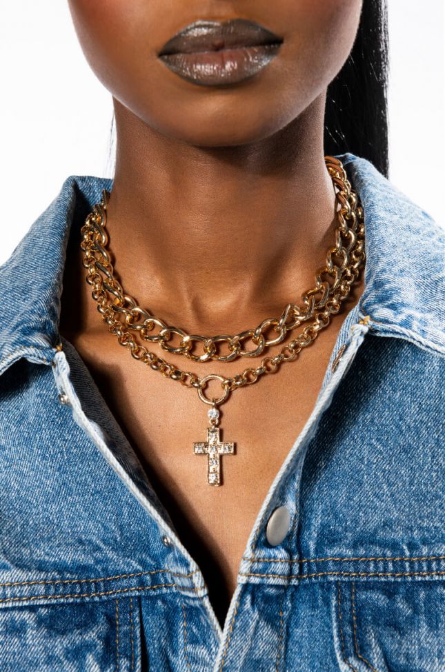 Front View No Effort Layered Chain Necklace