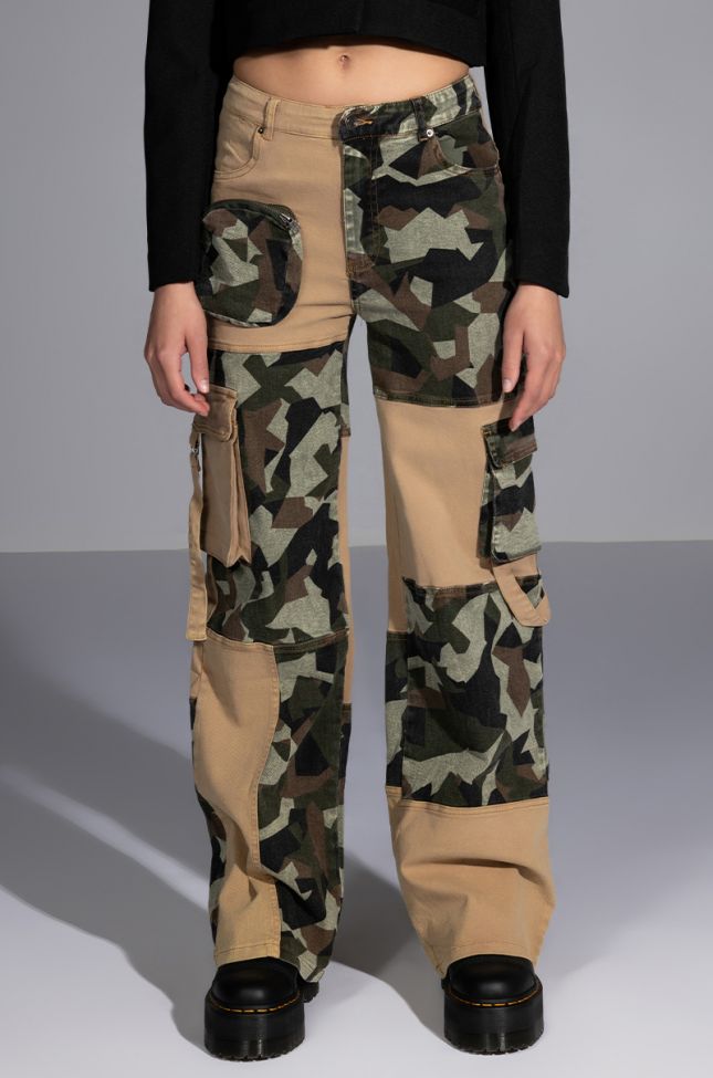 Front View No Heart Patchwork Camo Pant