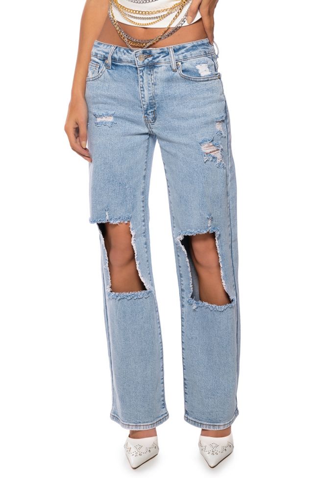 Front View No Promises Low Rise Distressed Jeans