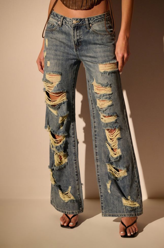 Front View No Time For Stress Relaxed Waist Cut Out Denim