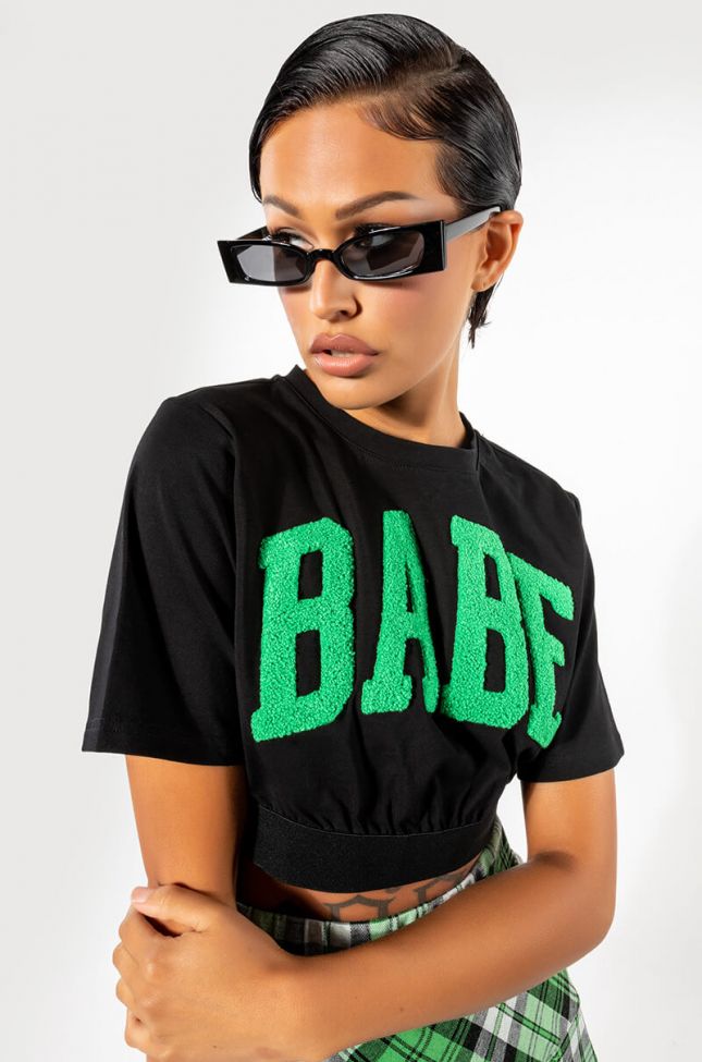 NOT YOUR BABE CROPPED SHORT SLEEVE CREW NECK TSHIRT