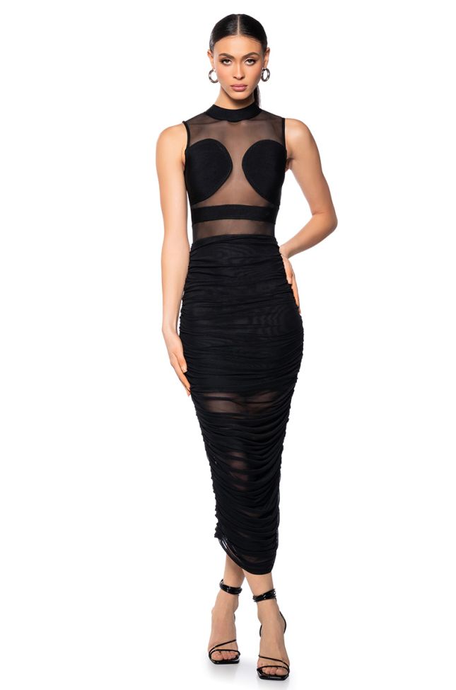 Front View Now You See Me Mesh Maxi Dress