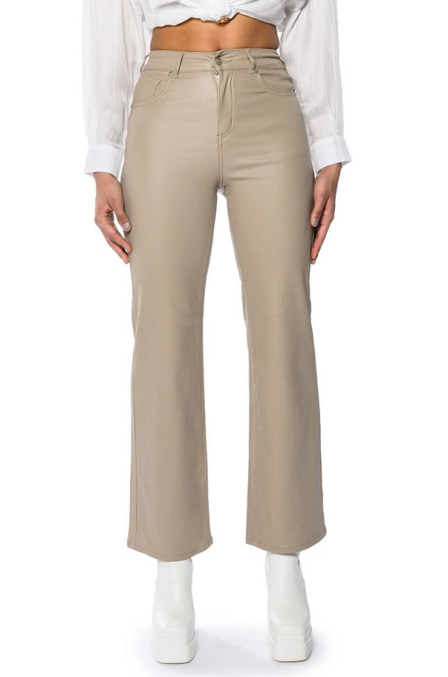 OFF DUTY FAUX LEATHER COATED STRAIGHT LEG PANT