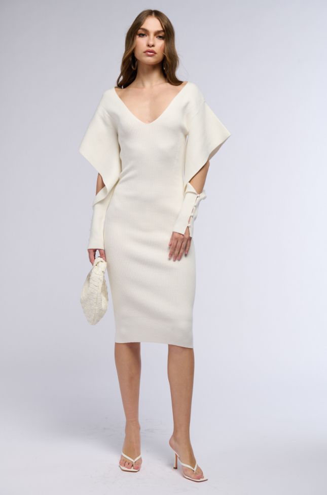 Front View Off To Brunch Knit Midi Dress