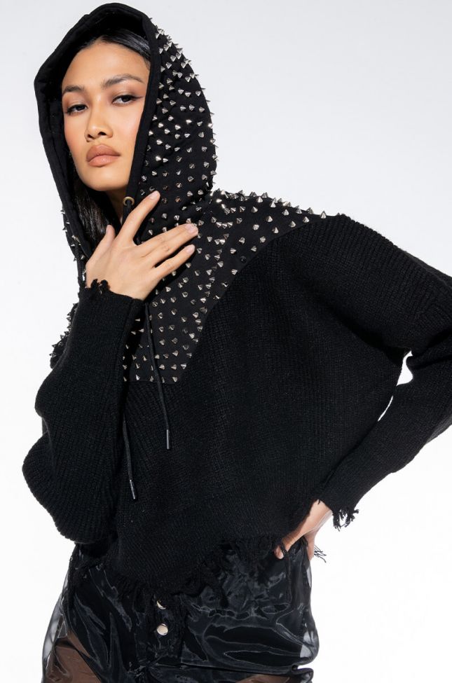 ON CHILL STUDDED HOODED SWEATER