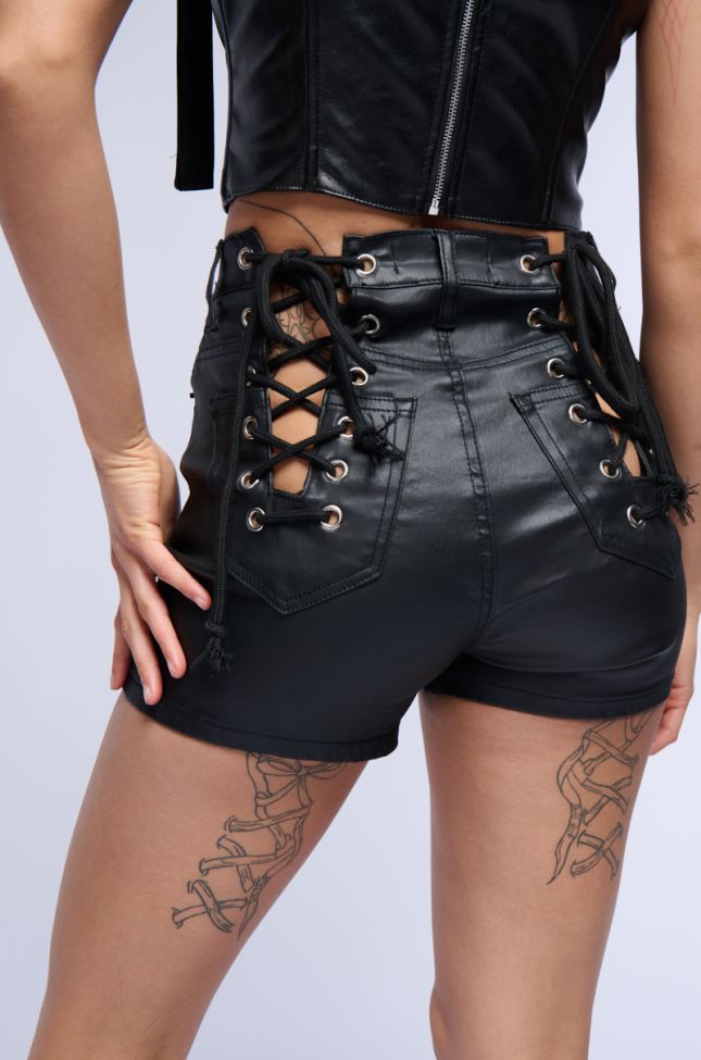 Full View On Duty Faux Leather Lace Up Shorts