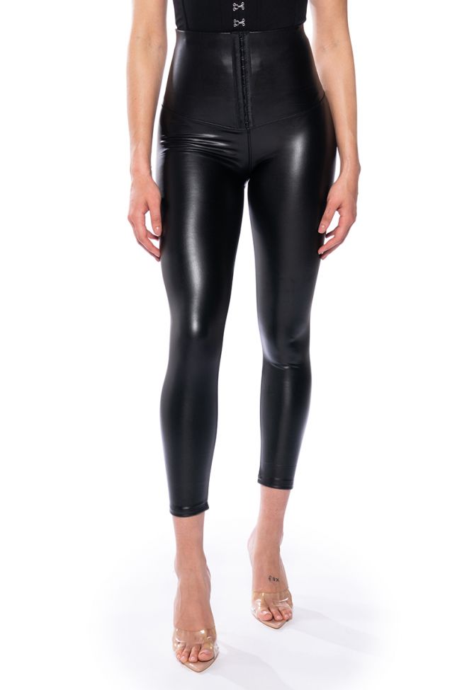 ON THE TOWN CORSET PU LEGGINGS WITH 4 WAY STRETCH