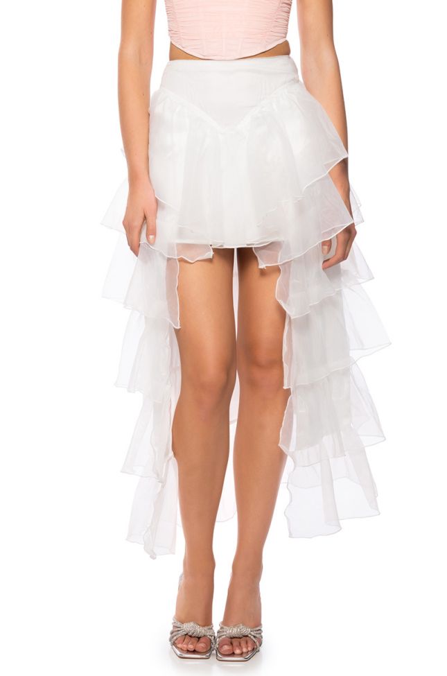 Front View Once Upon A Dream Ruffle Maxi Skirt In White