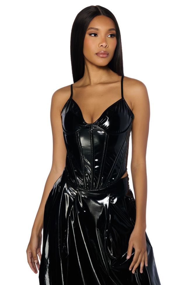 Front View One Step Ahead Vinyl Fitted Corset