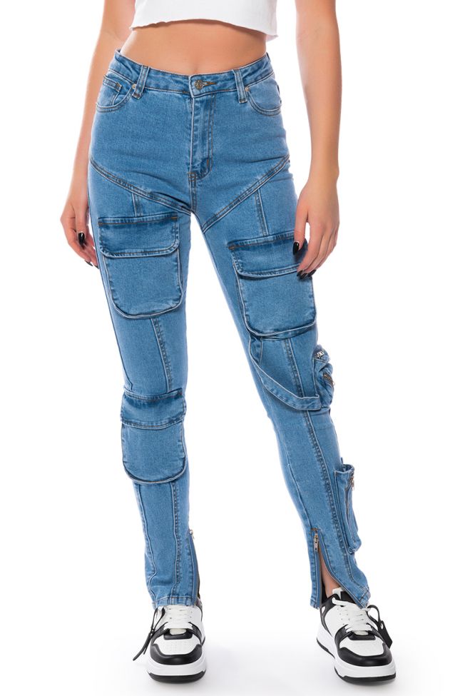 ONE STEP AT A TIME SKINNY CARGO JEANS