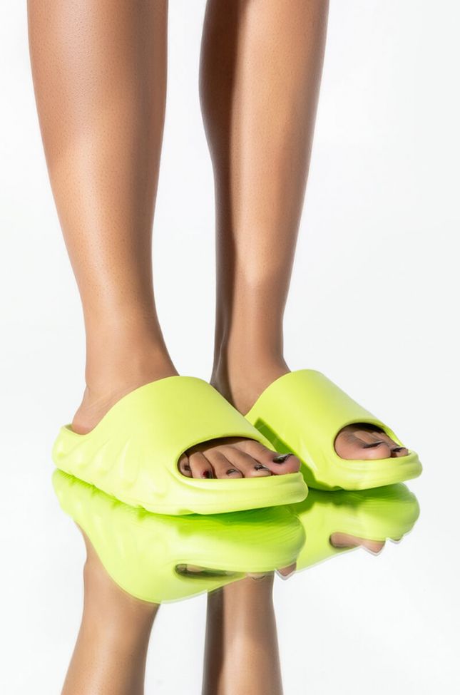 Front View Only In My Dreams Flat Sandal In Green
