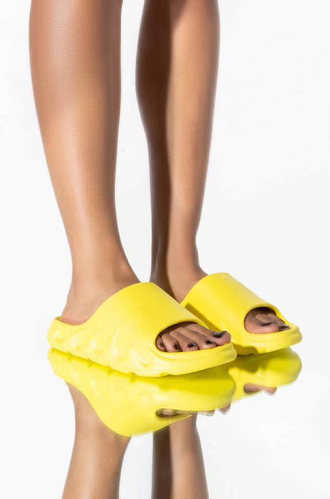 Front View Only In My Dreams Flat Sandal In Yellow