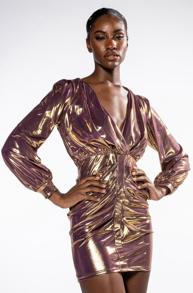Front View Only One In The Room Metallic Mini Dress