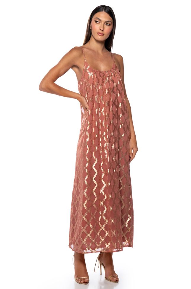 Front View Out In The Sun Strappy Printed Maxi Dress