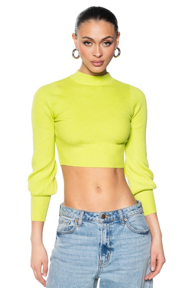 Front View Out Of The Box Long Sleeve Mock Neck Ribbed Sweater