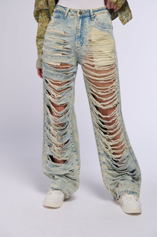Front View Over It Distressed High Rise Jeans