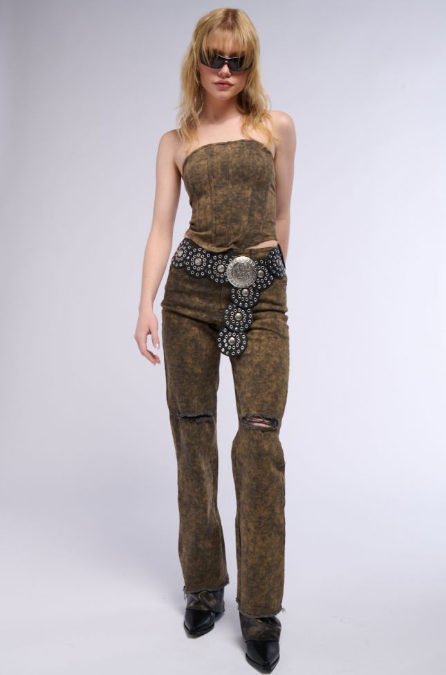 Extra View Over It Wide Leg Distressed Jeans