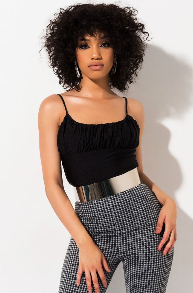 Front View Overnight Crop Top in Black