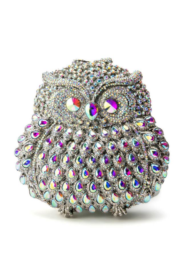 Side View Owl Blinged Clutch