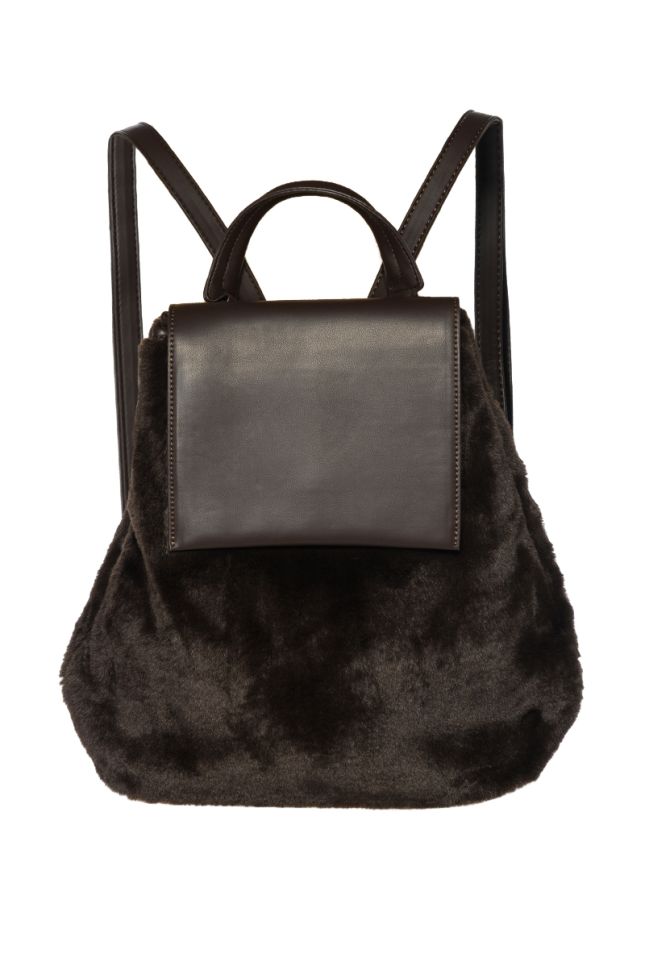 Side View Pack It Up Faux Fur Backpack