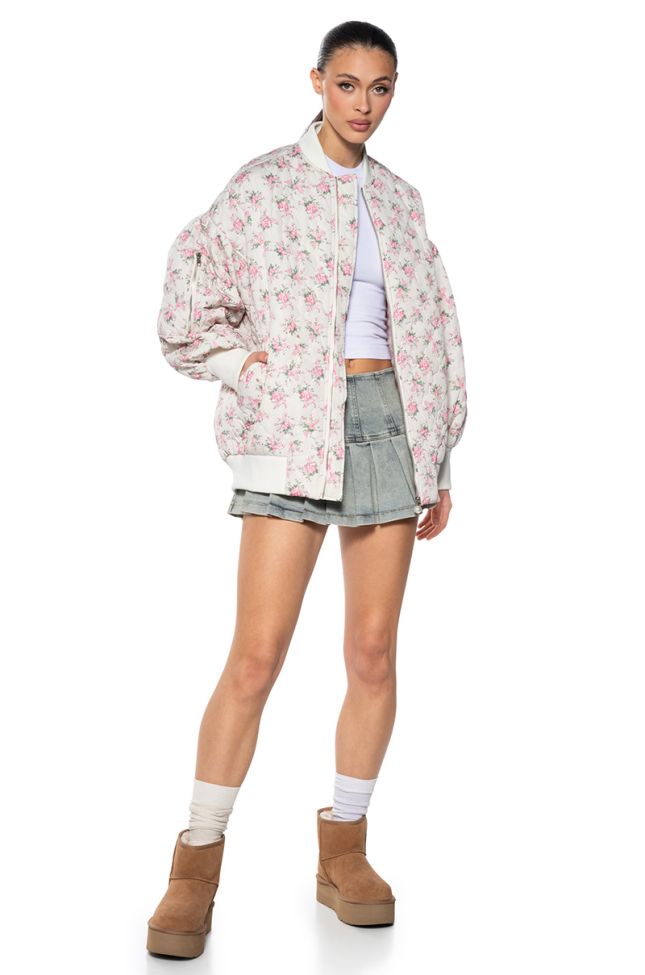 Back View Palace Drive Floral Oversized Bomber