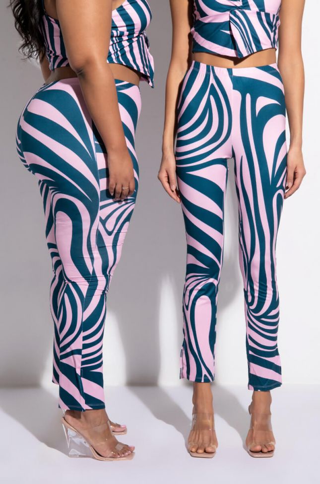 Front View Palm Breeze Straight Leg Legging With Side Slit