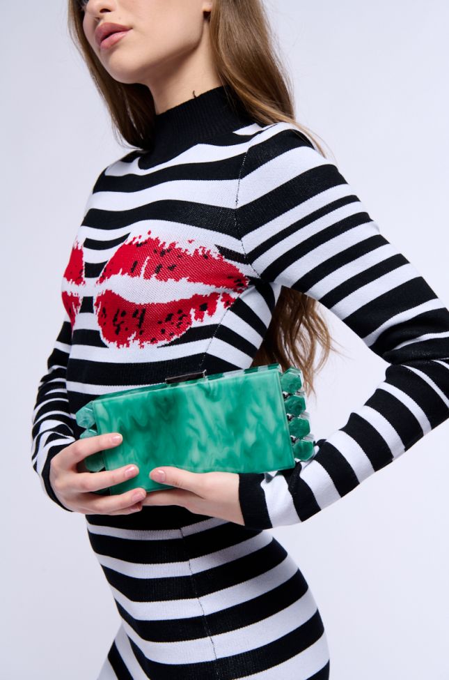 Front View Paradiso Acrylic Clutch