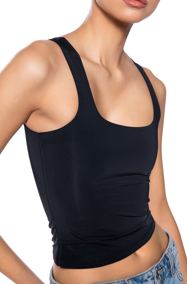 Extra View Paxton Demi Square Neck Tank In Black