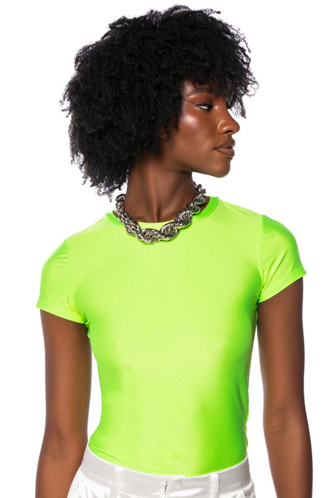 Front View Paxton Disco Short Sleeve Tshirt In Lime