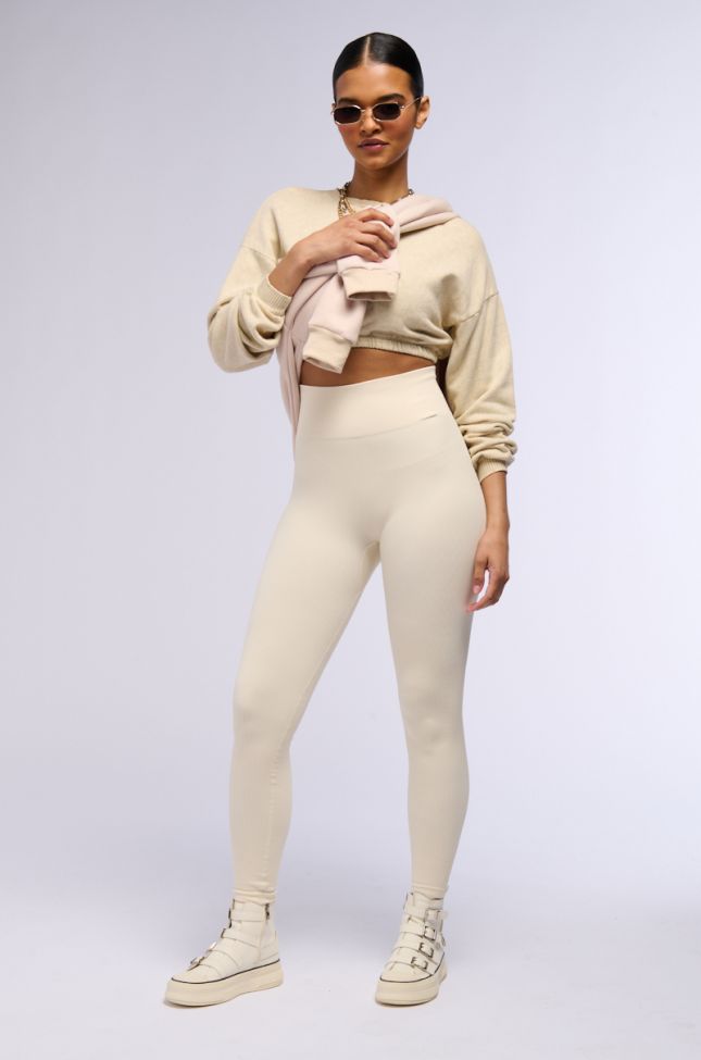 Full View Paxton Ribbed Legging In Ivory
