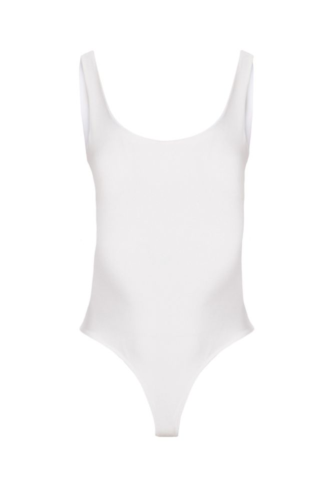 Front View Paxton Sami Scoop Sleeveless Bodysuit In White