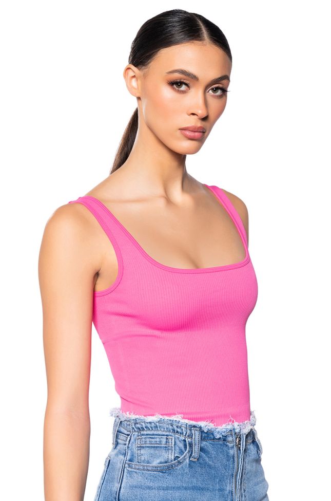 Front View Paxton Seamless Square Neck Sleeveless Bodysuit In Pink