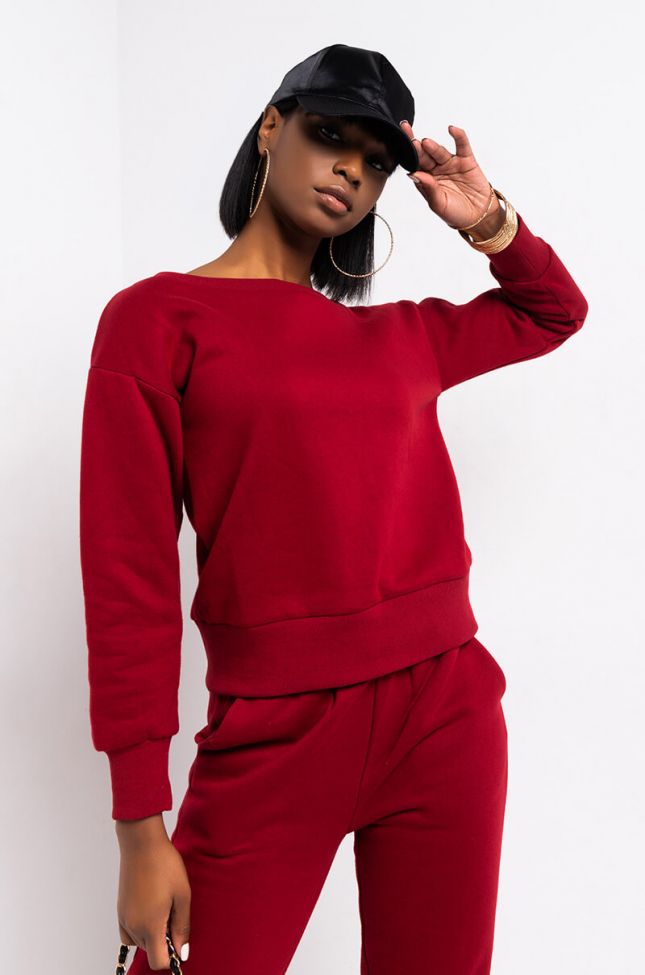 Front View Paxton See You Later Sweatshirt in Burgundy