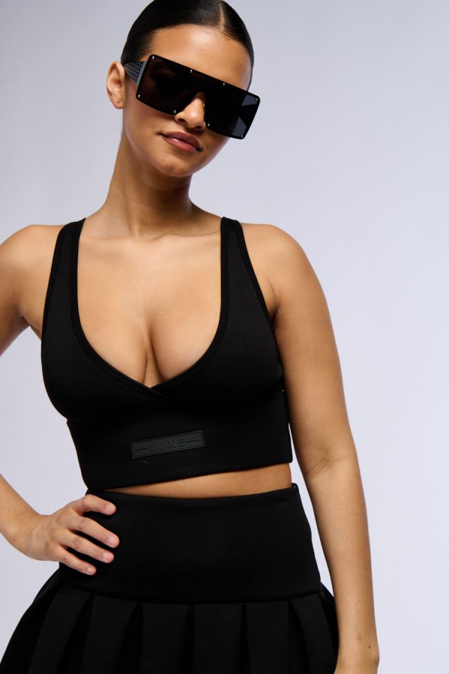 Front View Paxton Super Luxe Sleeveless Longline Bralette Top