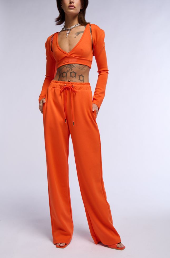 Full View Paxton Super Luxe Wide Leg Jogger Pant In Orange