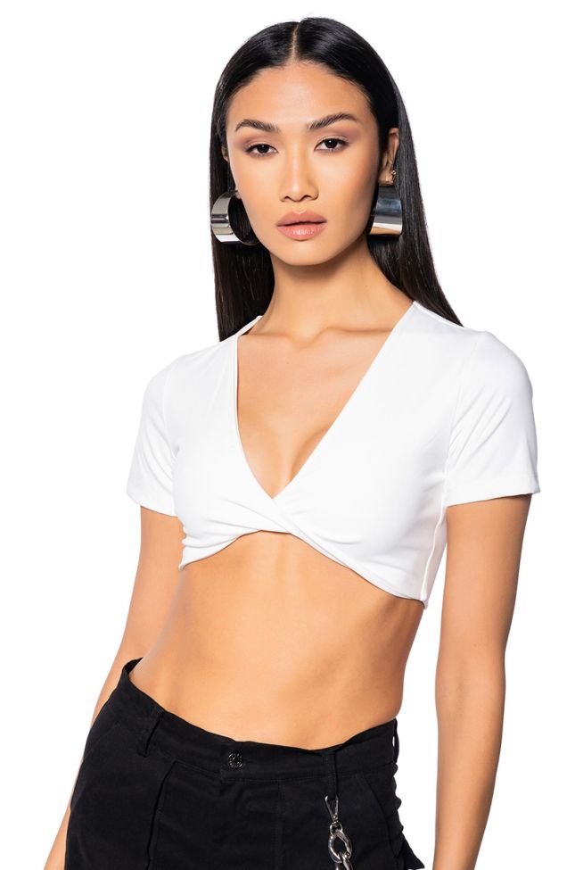Front View Paxton Yoga Short Sleeve Cropped Shirt