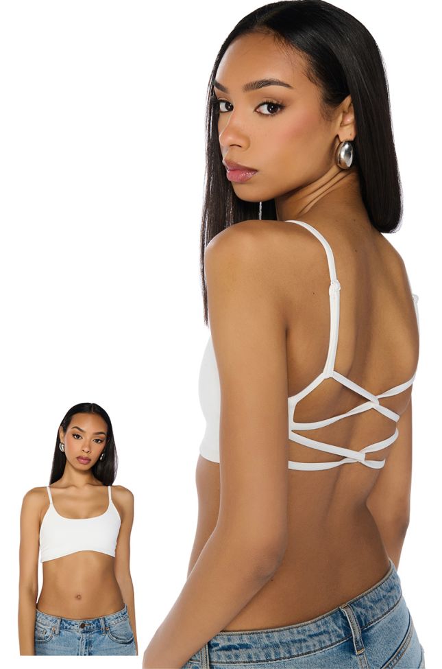 Back View Paxton Yoga Sleeveless Bralette In White