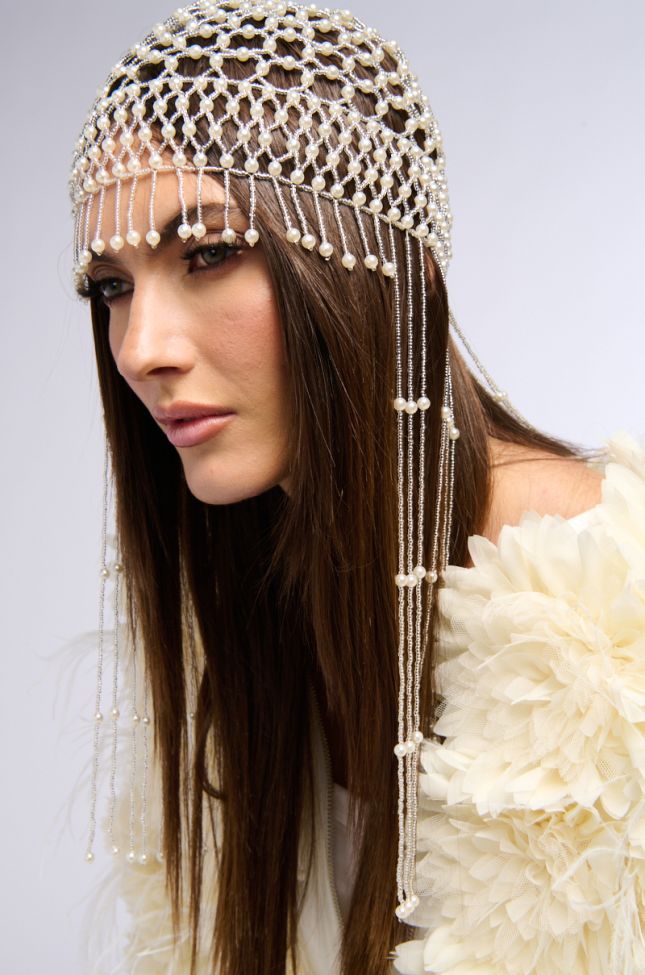 Front View Pearl Dreams Beaded Hat