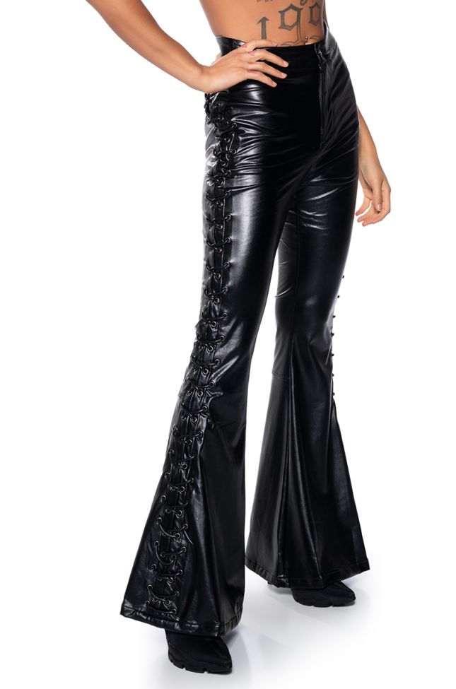 Side View Perfect Control Faux Leather Flare Pants