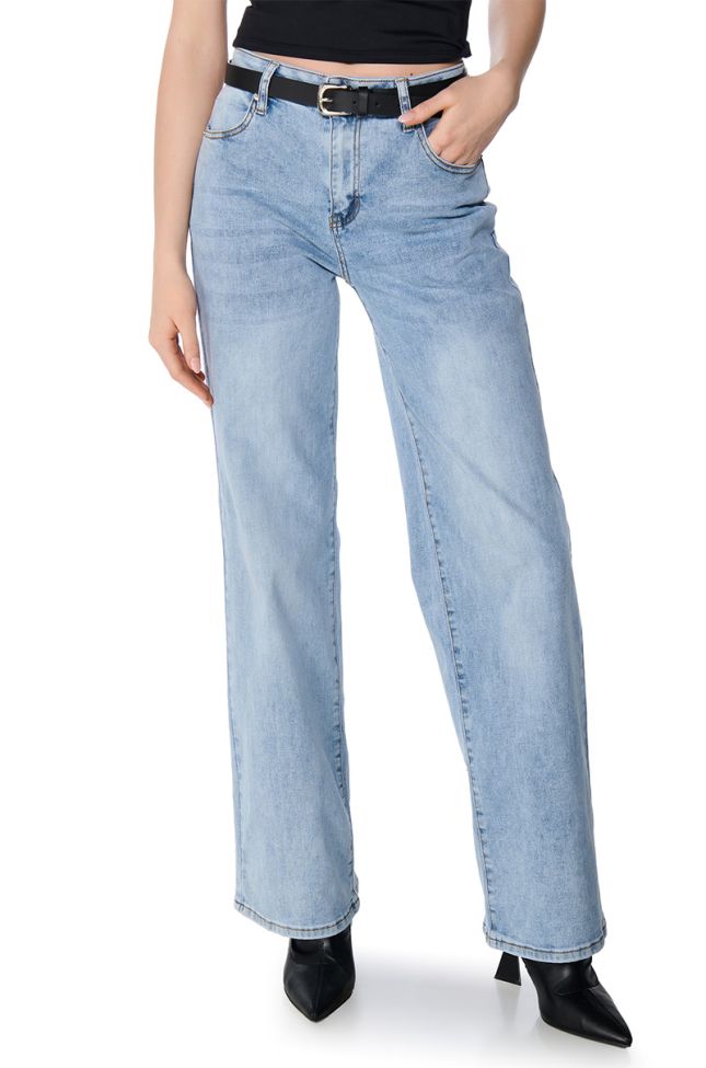 Front View Perfect Fit Everyday Wide Leg Denim