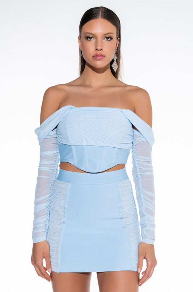 Side View Perfectionist Corseted Bandage Off The Shoulder Blouse