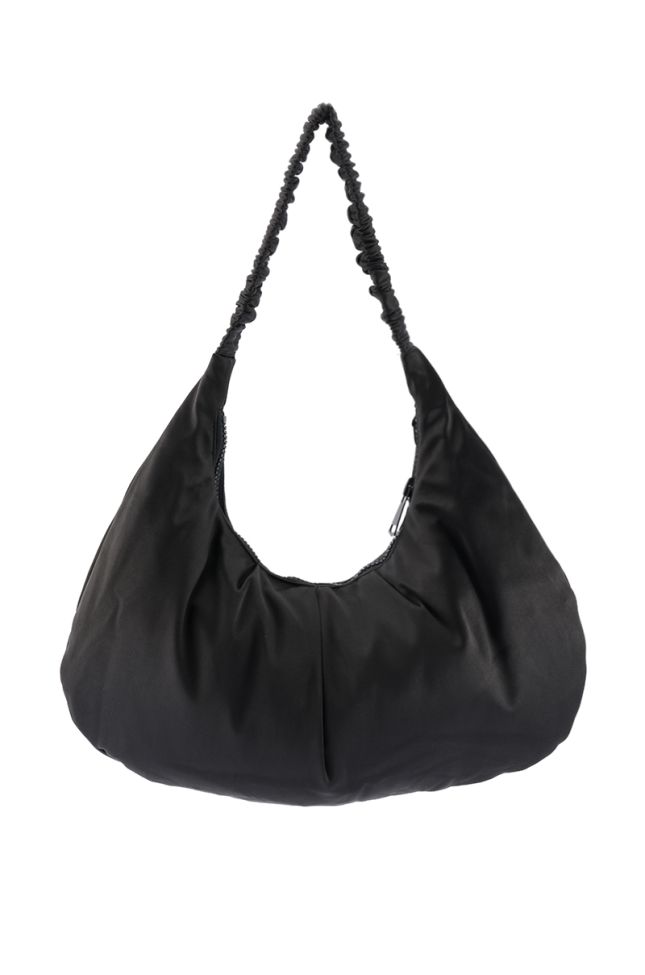 Side View Peri Peri Puffer Baguette Bag In Black