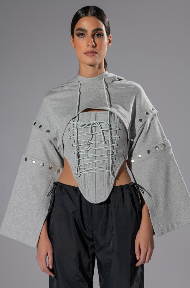 PERSUASIVE CORSET AND CROPPED CONVERTIBLE HOODIE SET