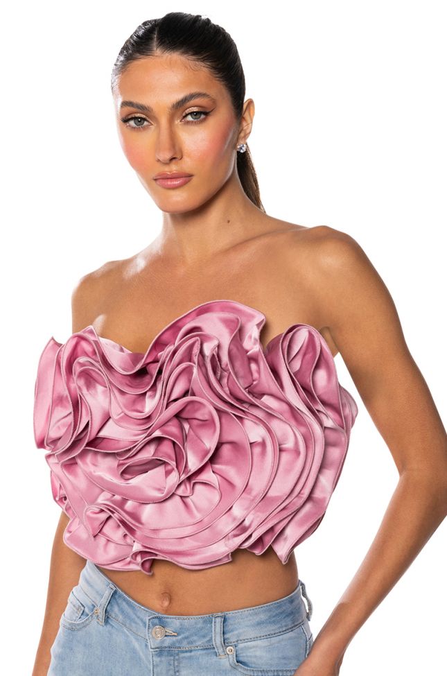 Front View Petal Power Statement Strapless Top