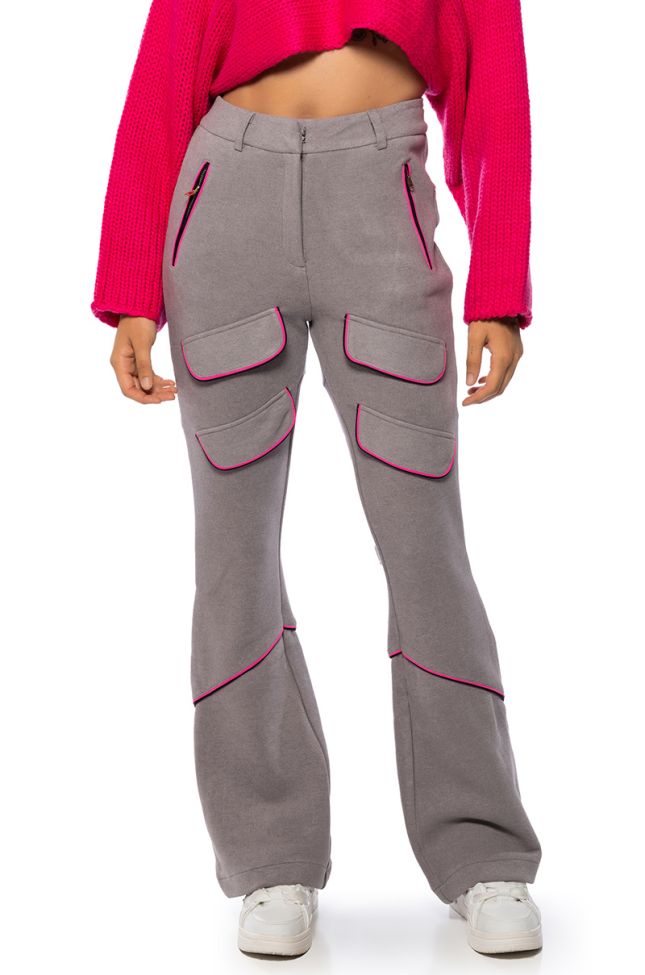 Front View Pink Friday Knit Flare Trouser