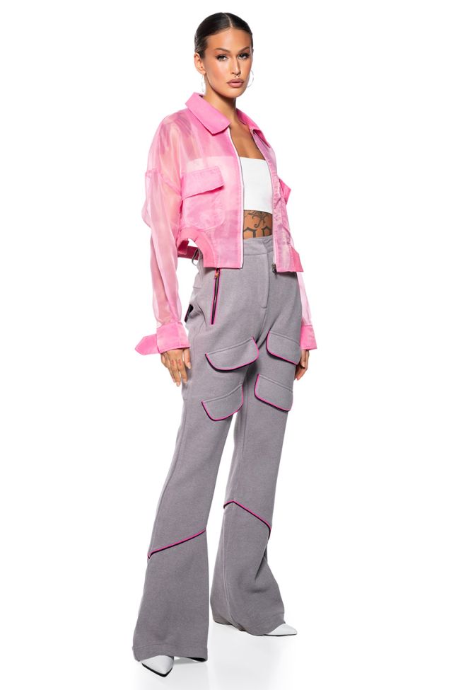 Side View Pink Friday Knit Flare Trouser