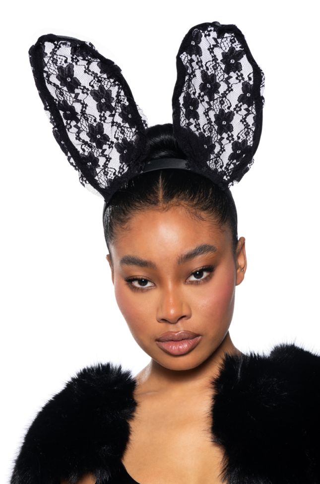Front View Playgirl Lace Bunny Ears