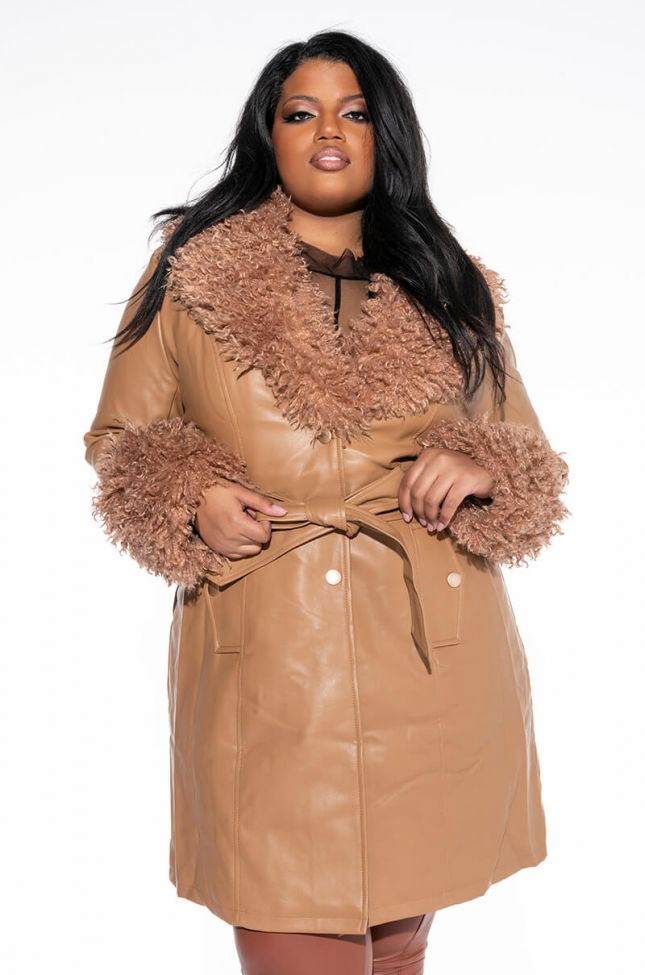 Front View Plus Azalea Wang Mohair Camel Trench