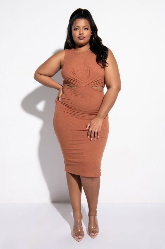 Front View Plus Good Intentions Midi Dress With Waist Cutouts