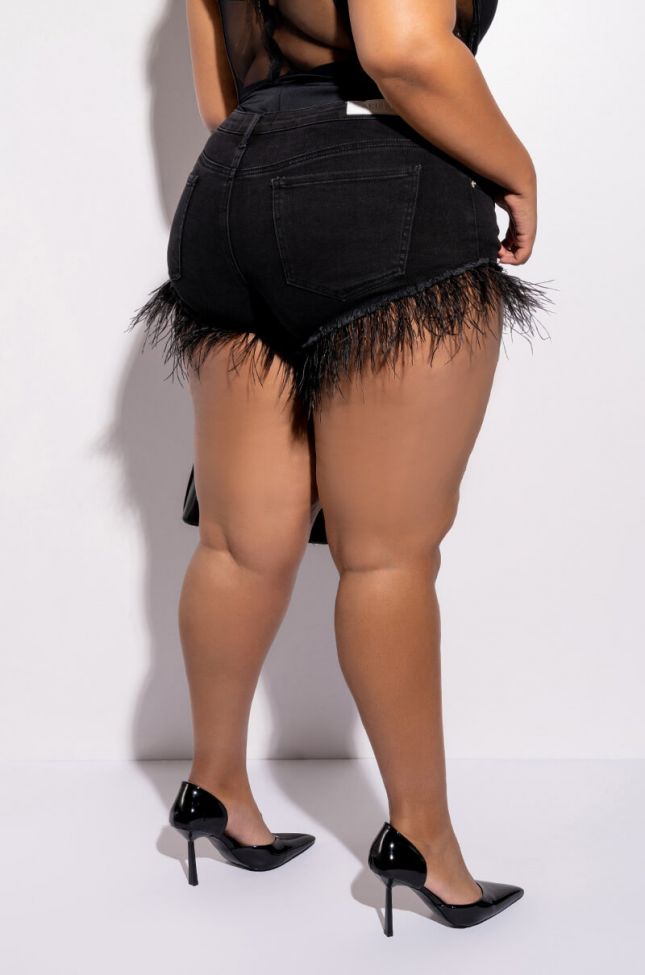 Front View Plus High Rise Feather Shorts